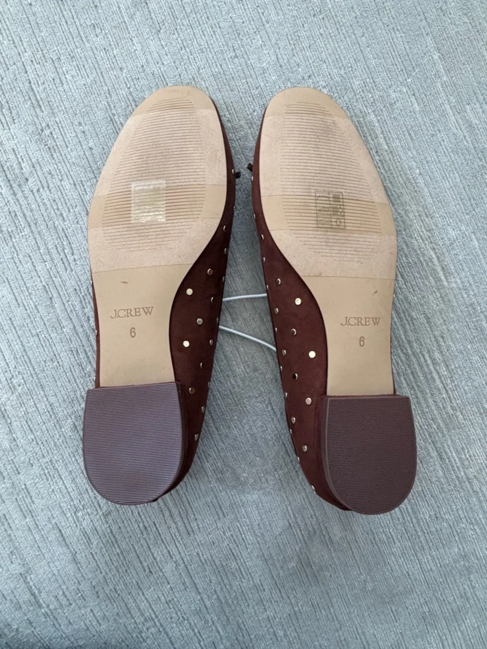 J.Crew Factory Studded Suede Ballet Flats Size 6 Rust Brown CL399 NWT